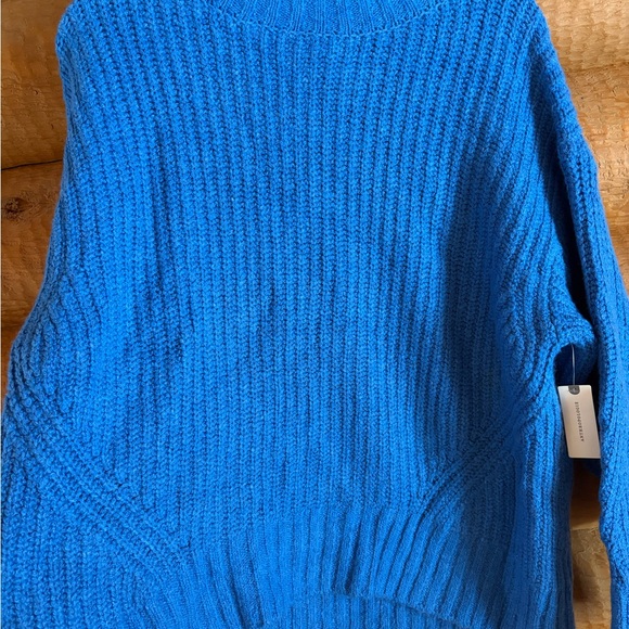 Anthropologie Vibrant Blue Ribbed Mock Neck Sweater - Picture 2 of 5